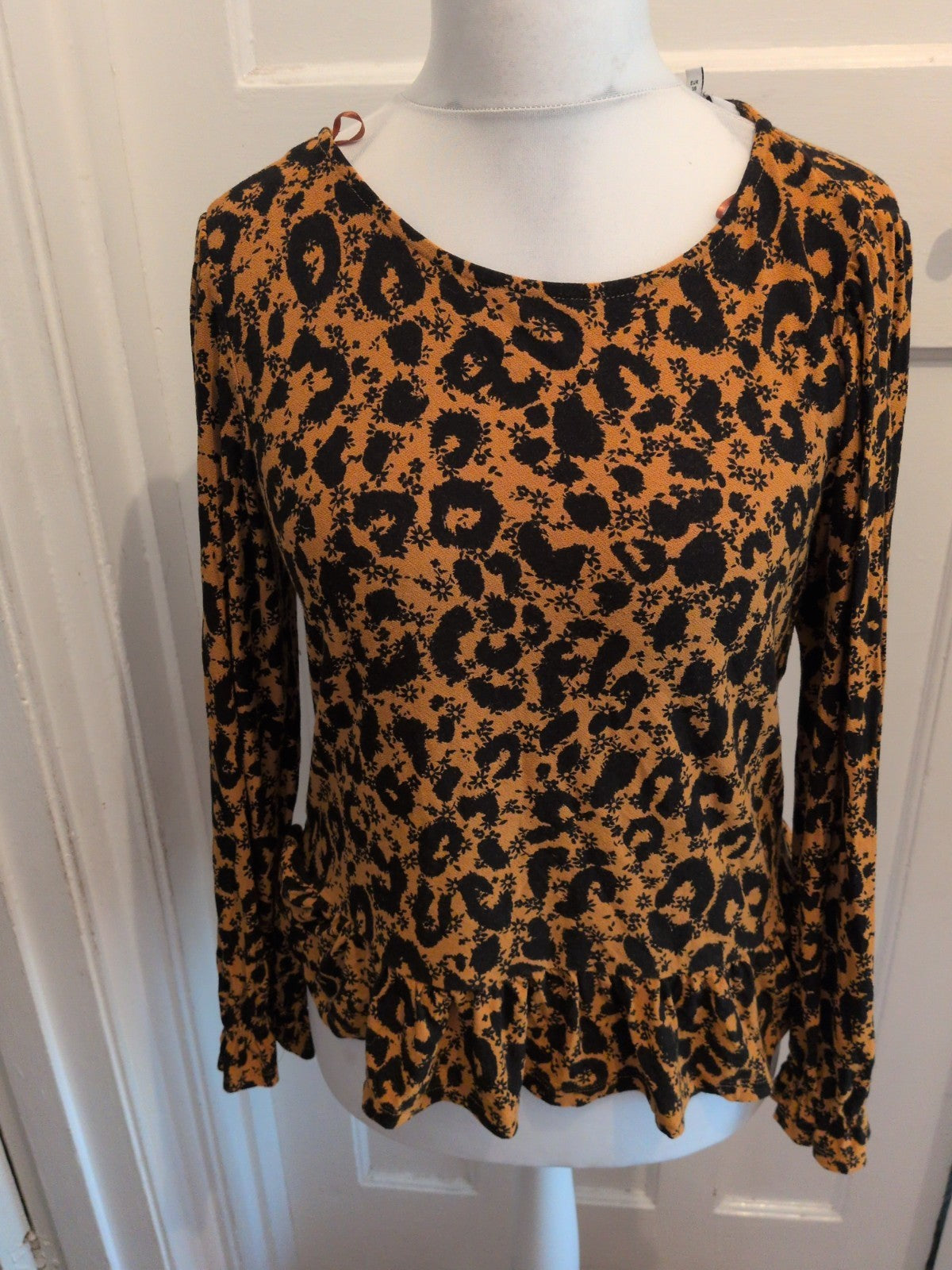 Next 10 Orange And Black Flower Long Sleeve Blouse