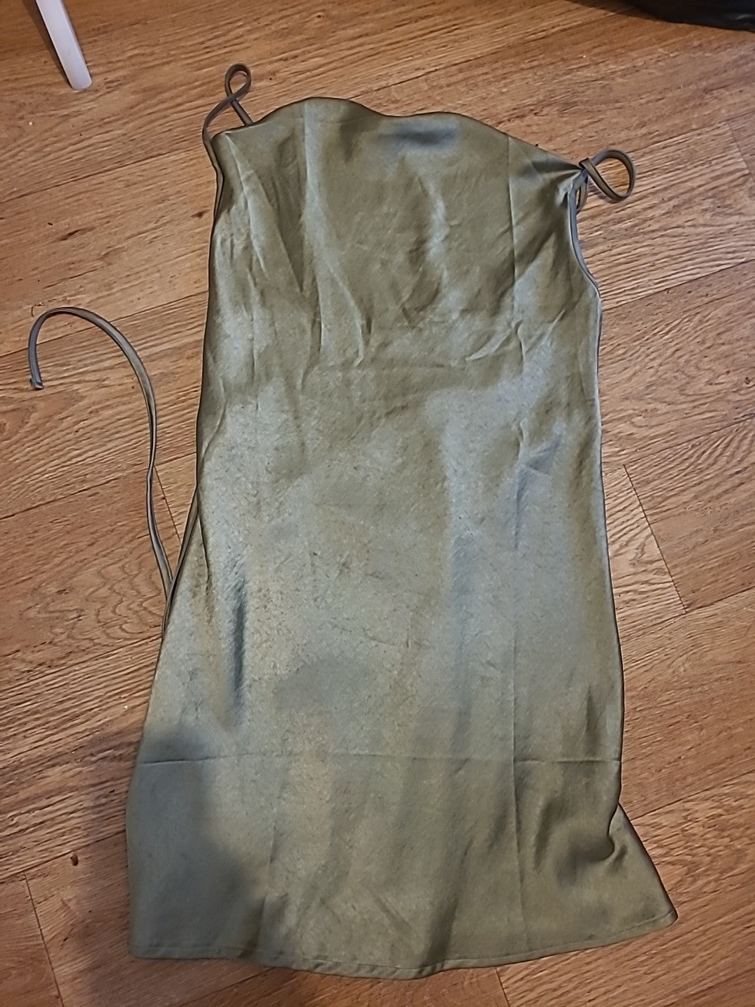 Ladies Motel Size XS Satin Khaki Sleeveless Dress