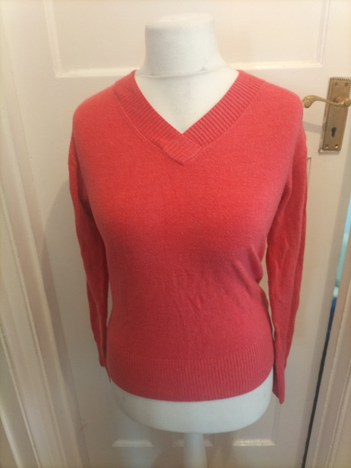 Ladies M&S Collection Size 10 Pink V Neck Jumper Pullover