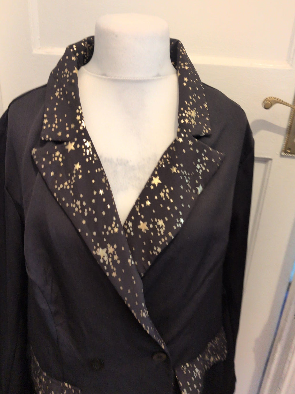 XL Black With Gold Stars Unpadded Unlined Blazer