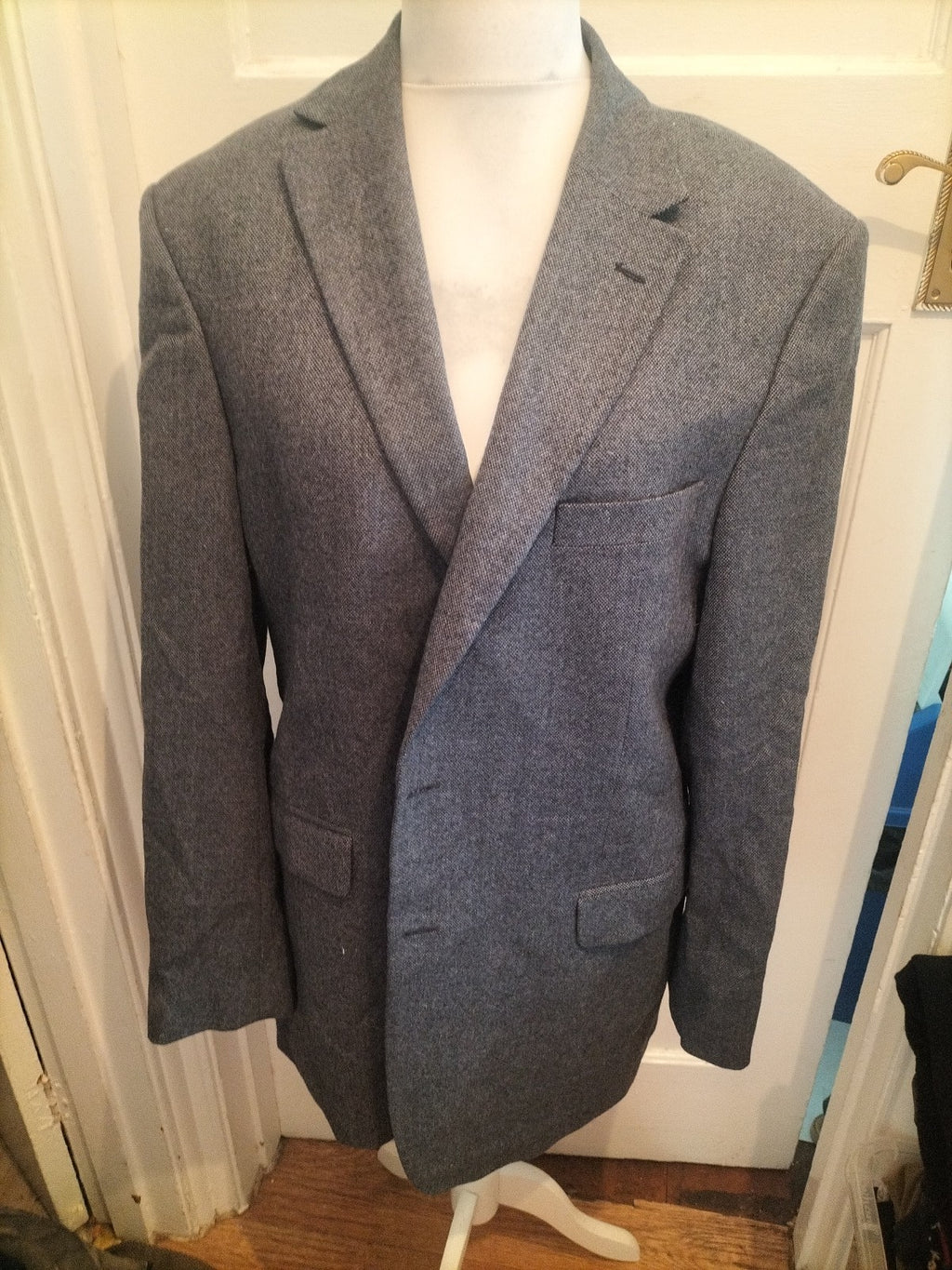 Marks And Spencer Tailoring 44long Blue Grey Suit Jacket