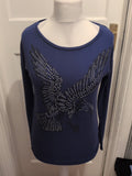 Ladies Yessica Size Small Purple Long Sleeved Diamante Bird Blouse