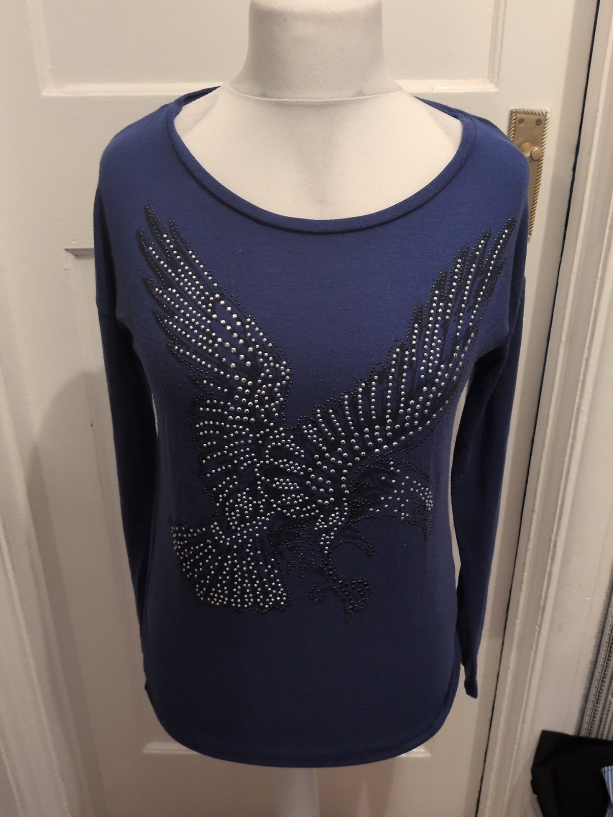 Ladies Yessica Size Small Purple Long Sleeved Diamante Bird Blouse