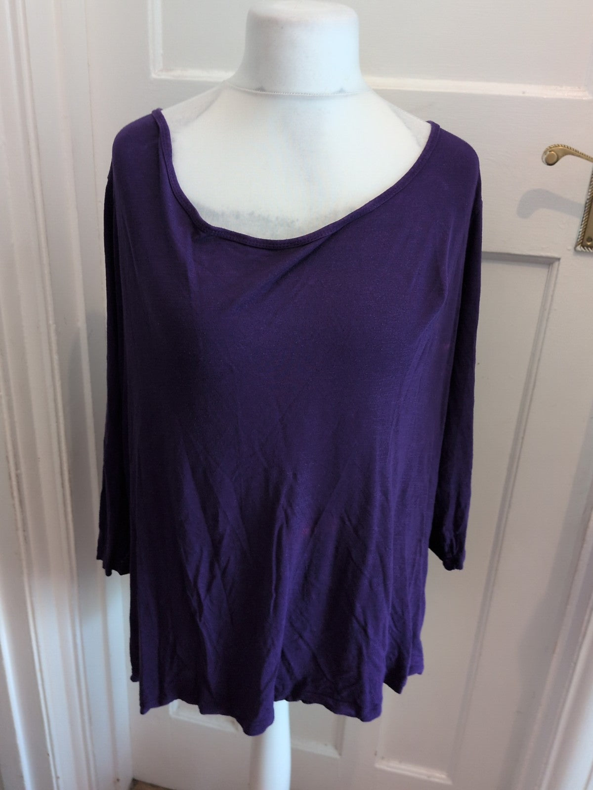 Evans 22/24 Purple Blouse Short Sleeve Couple Pink Marks On