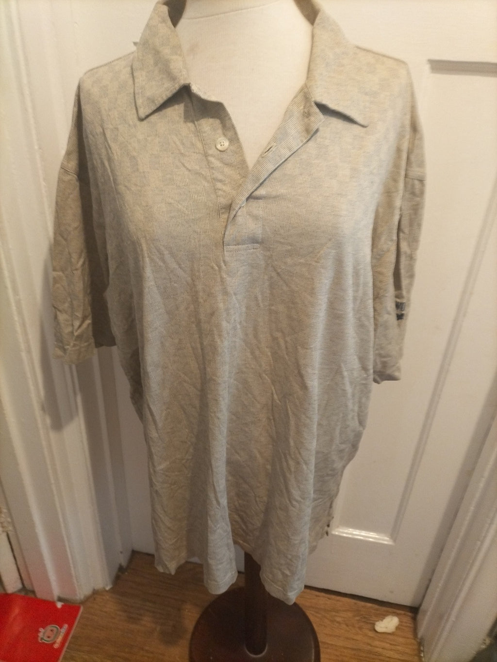 Mens Ashworth Size XL Beige Patterned Check Short Sleeved Shirt