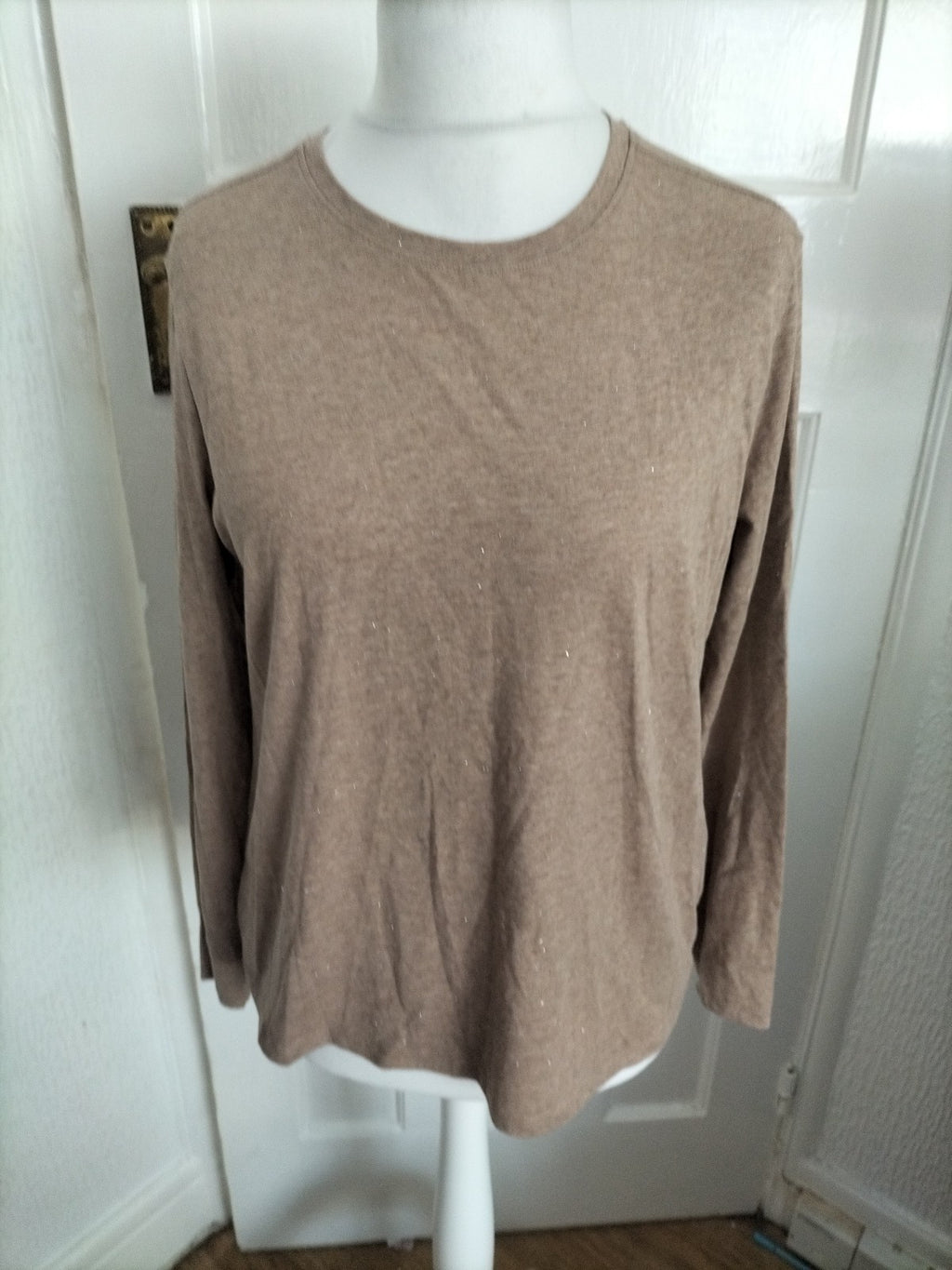 Ladies Tu 16 Brown With Glittery Shimmer Long Sleeved Tshirt