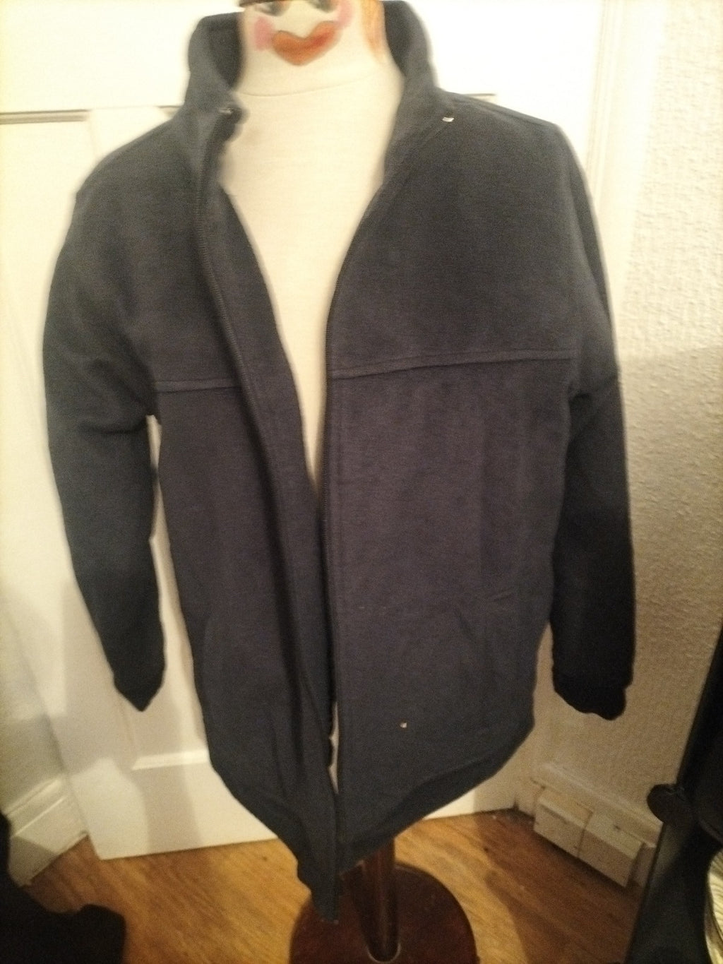 Mens EWM Size Small Navy Zip Through Cotton Blend Jacket