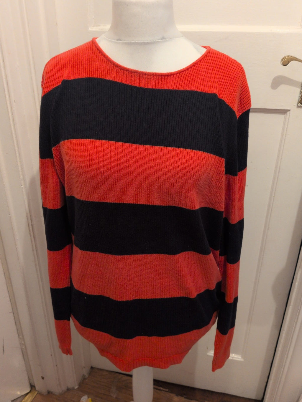 Jack&Jones XL Orange And Black Striped Jumper