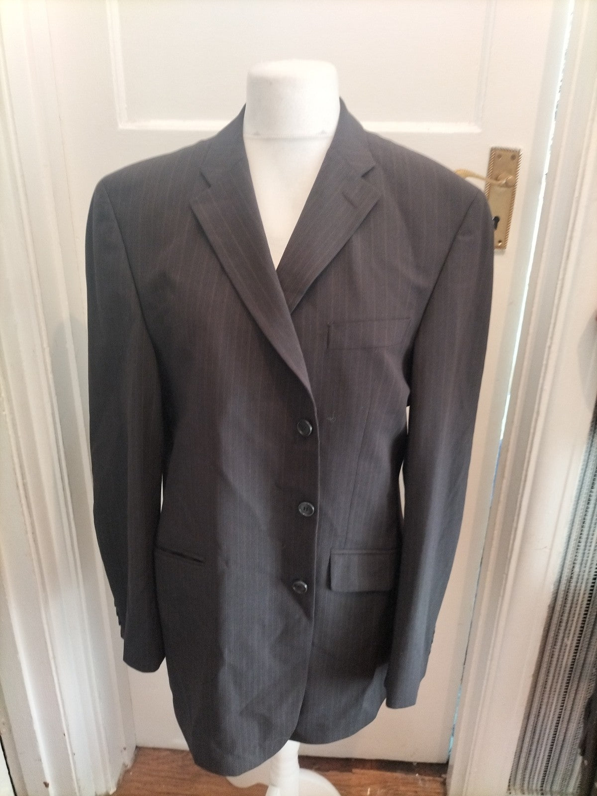 Marks And Spencer 44L Brown Pinstripe Suit Jacket