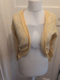 Hers Medium Yellow And White Buttoned Cardigan