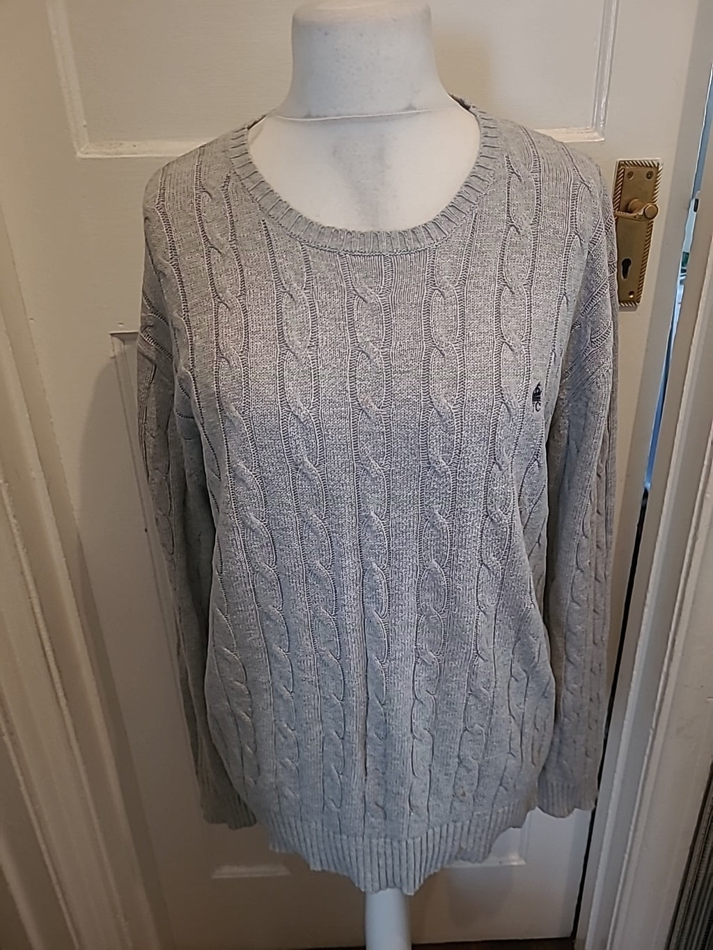Mens Size Large Grey Pattern Long Sleeved Pullover Jumper