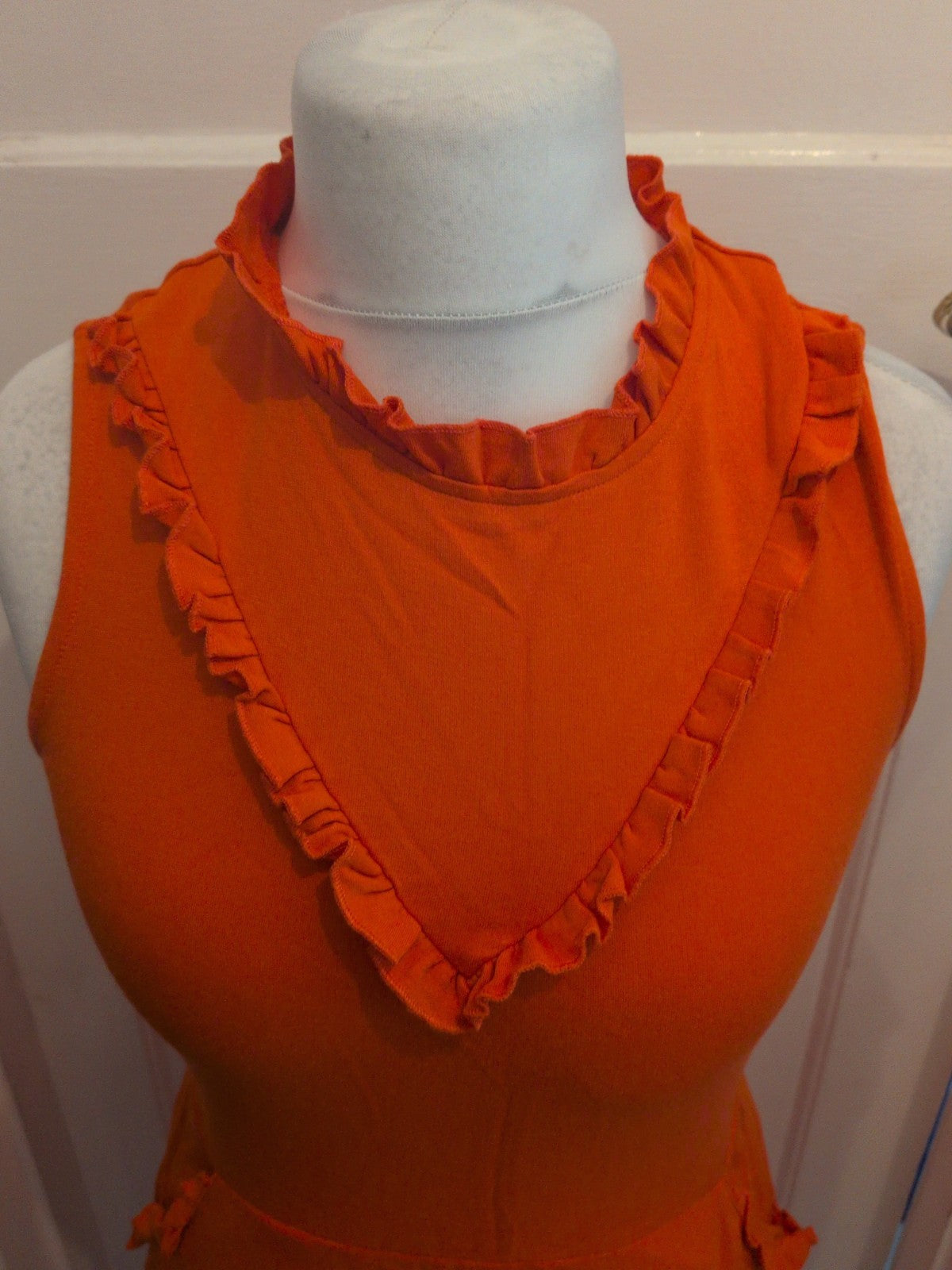 Next 14 Orange Sleeveless With Frill Front Long Dress
