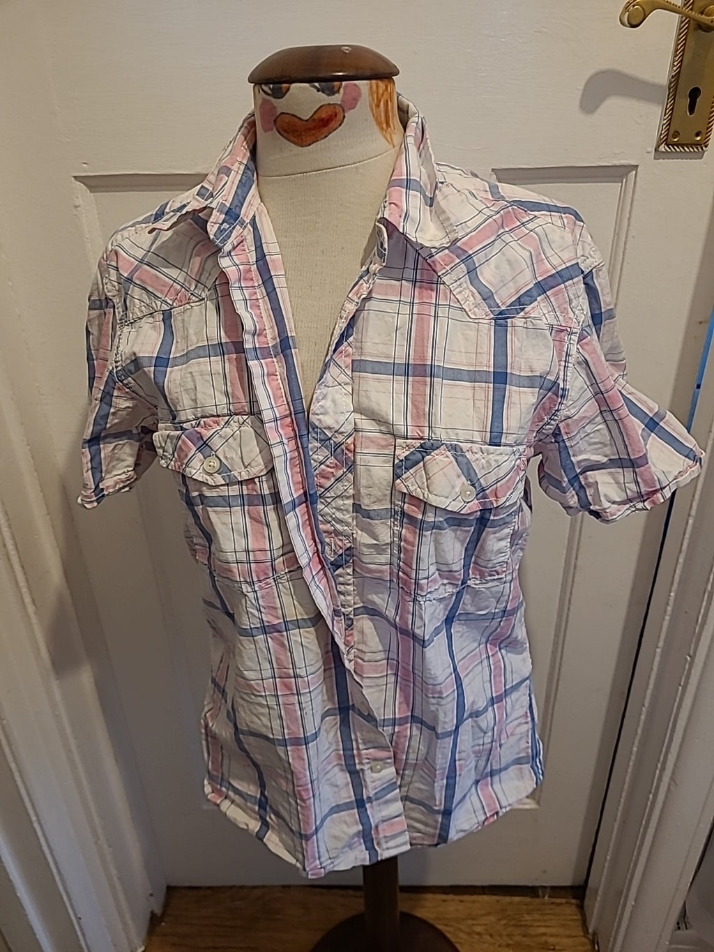 Mens Logg Size Medium Multi Check Fitted Shirt