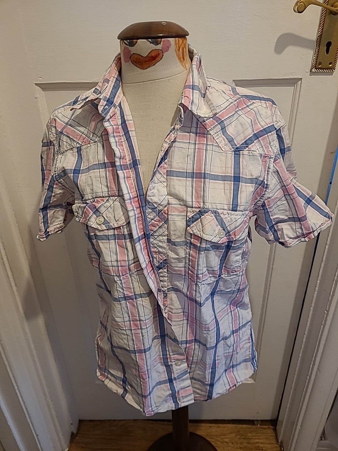 Mens Logg Size Medium Multi Check Fitted Shirt