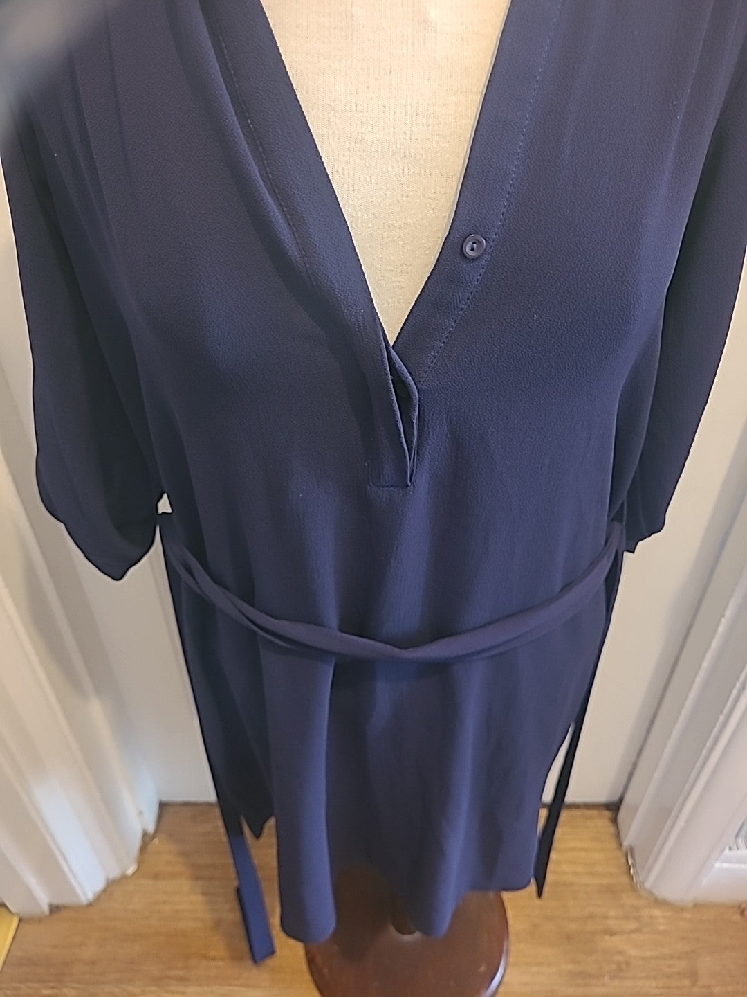 Ladies Dorothy Perkins Size 10 Navy Mid Sleeved Belted Dress