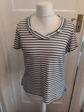 Per Una 20 White Stripe Short Sleeve Blouse