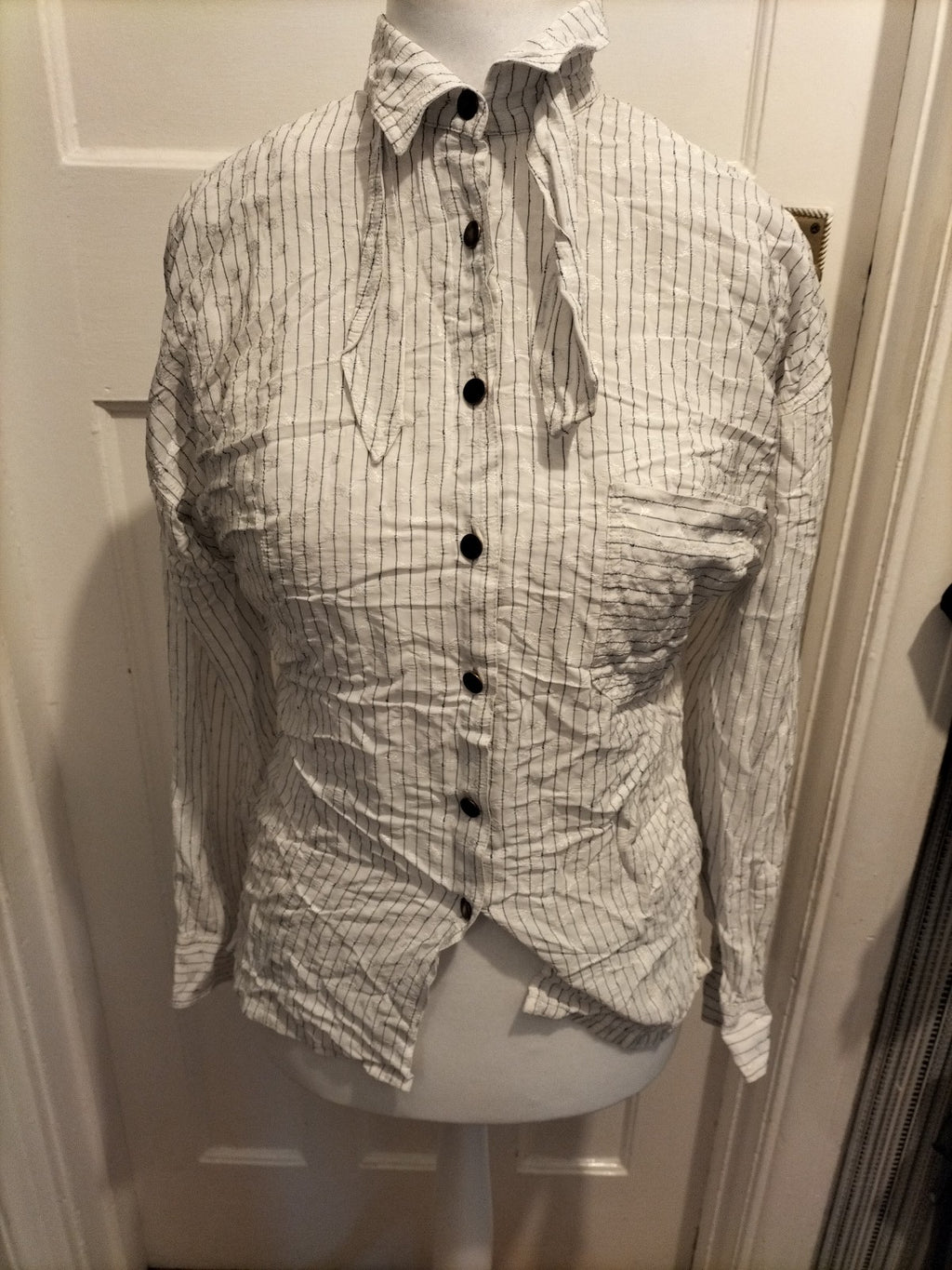 Ladies Size Euro 38 Purple White Striped Shirt