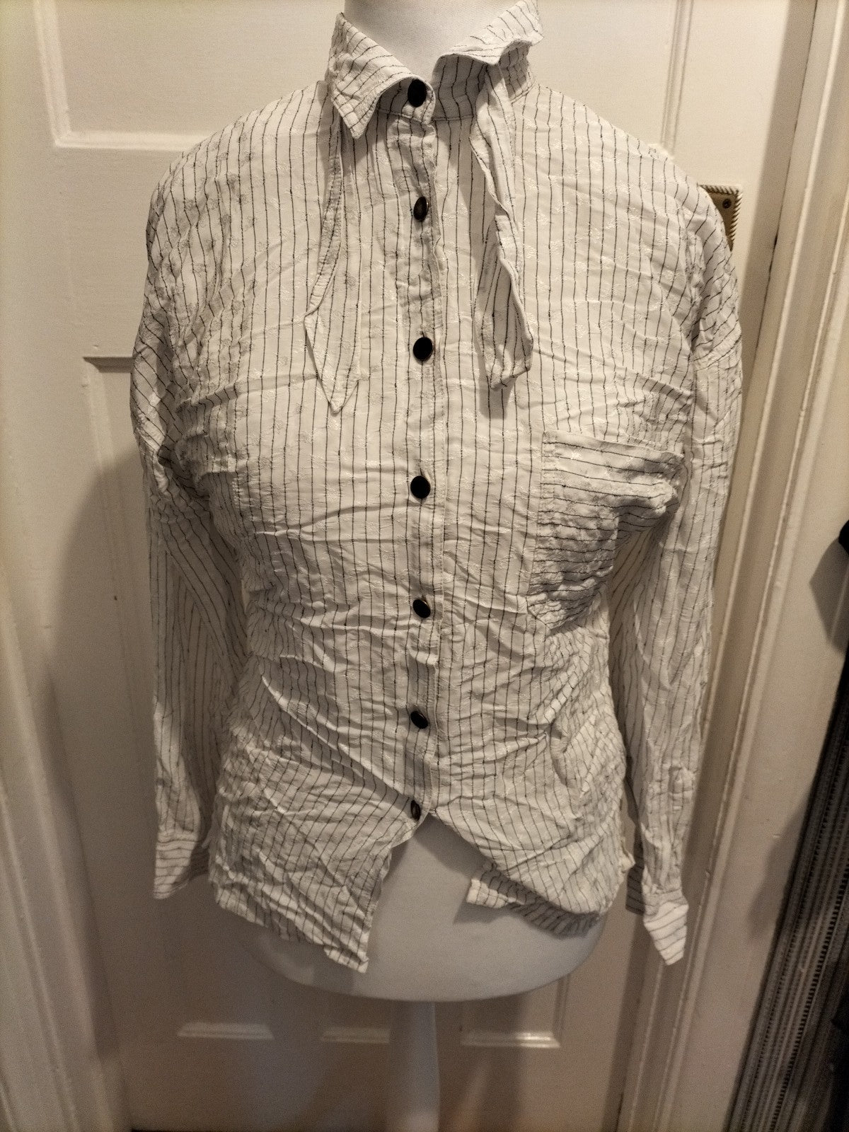 Ladies Size Euro 38 Purple White Striped Shirt