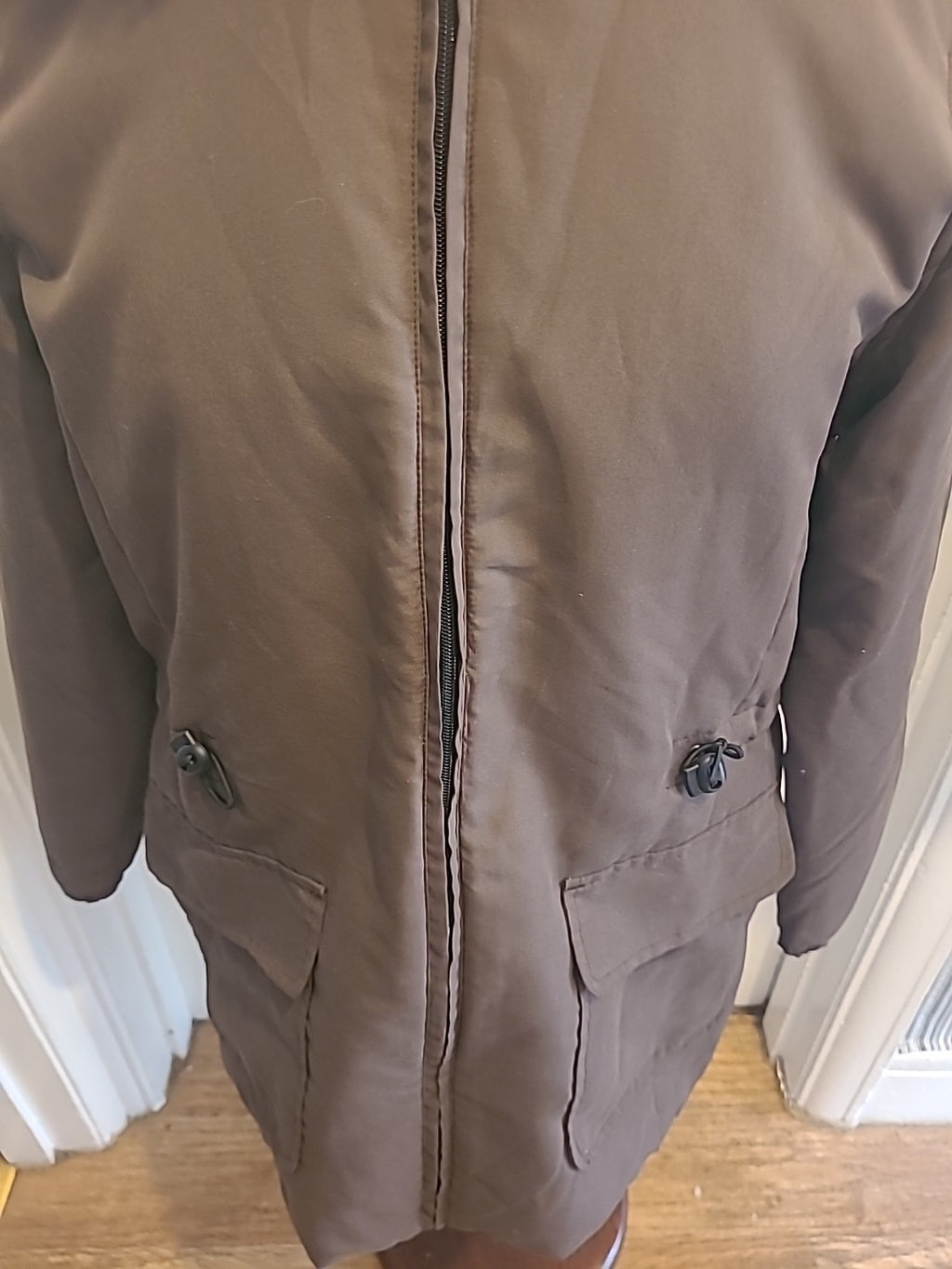 Ladies Casual Comfort Size 14 Brown Faux Fur Collar Coat