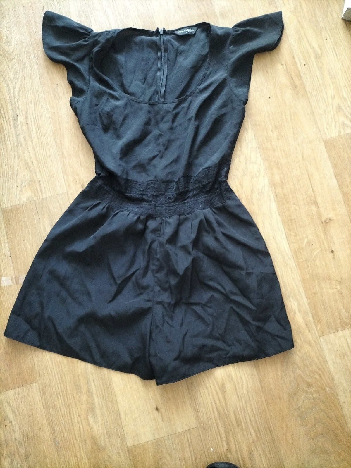 Ladies Miss Selfridge Size 8 Black Scoop Neck Playsuit