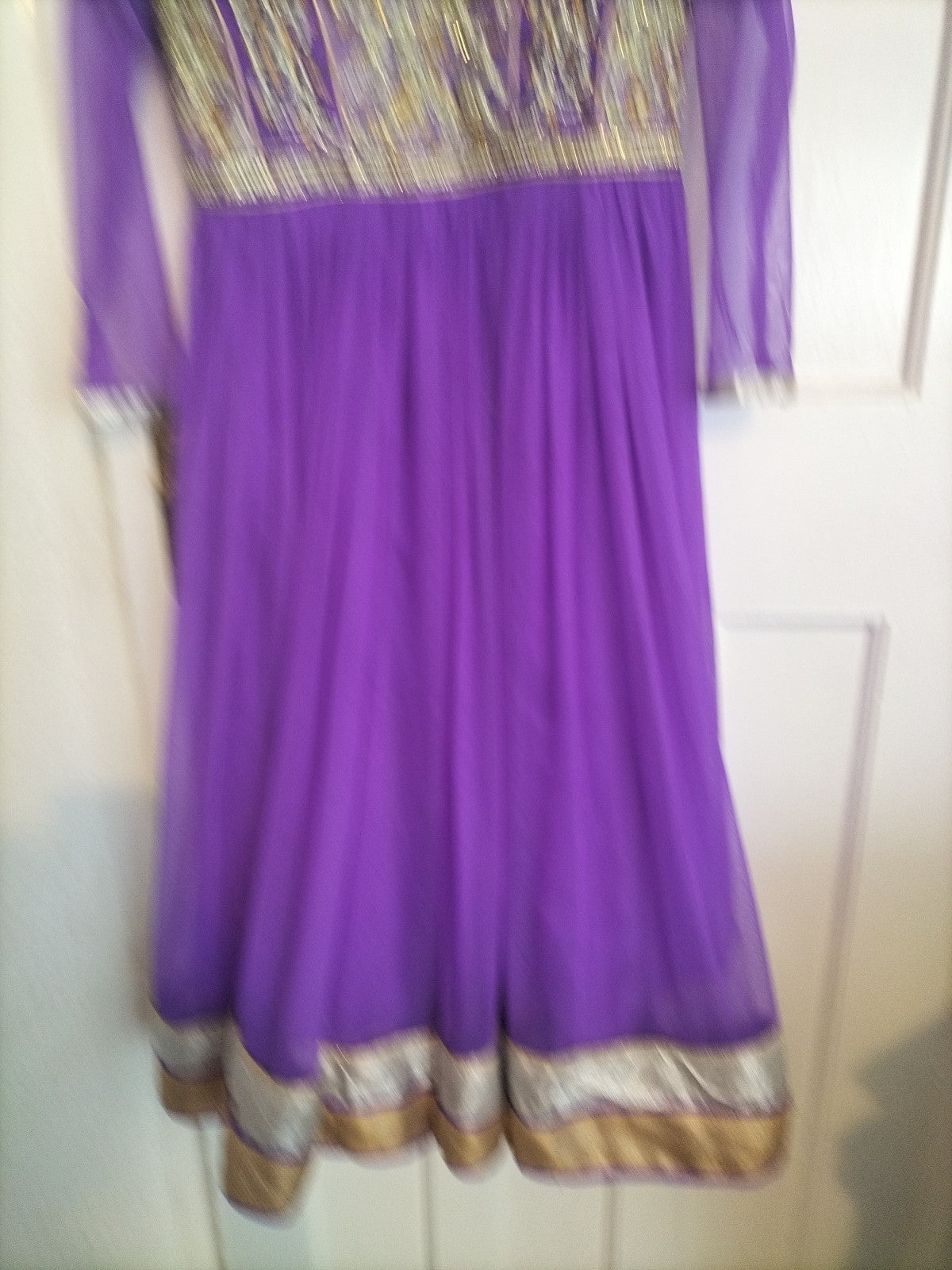 Ladies Euro Size 36 Purple Stud And Sequin Flare Lined Dress