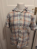 North Coast Large Blue And Brown Check Short Sleeve Shirt