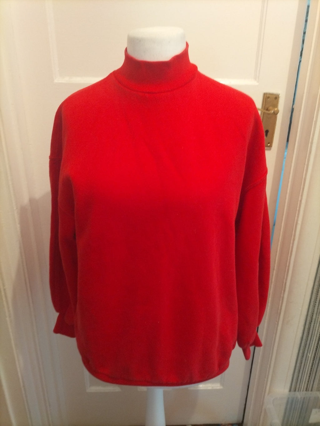 Ladies Bershka Size Small Red High Neck Jumper
