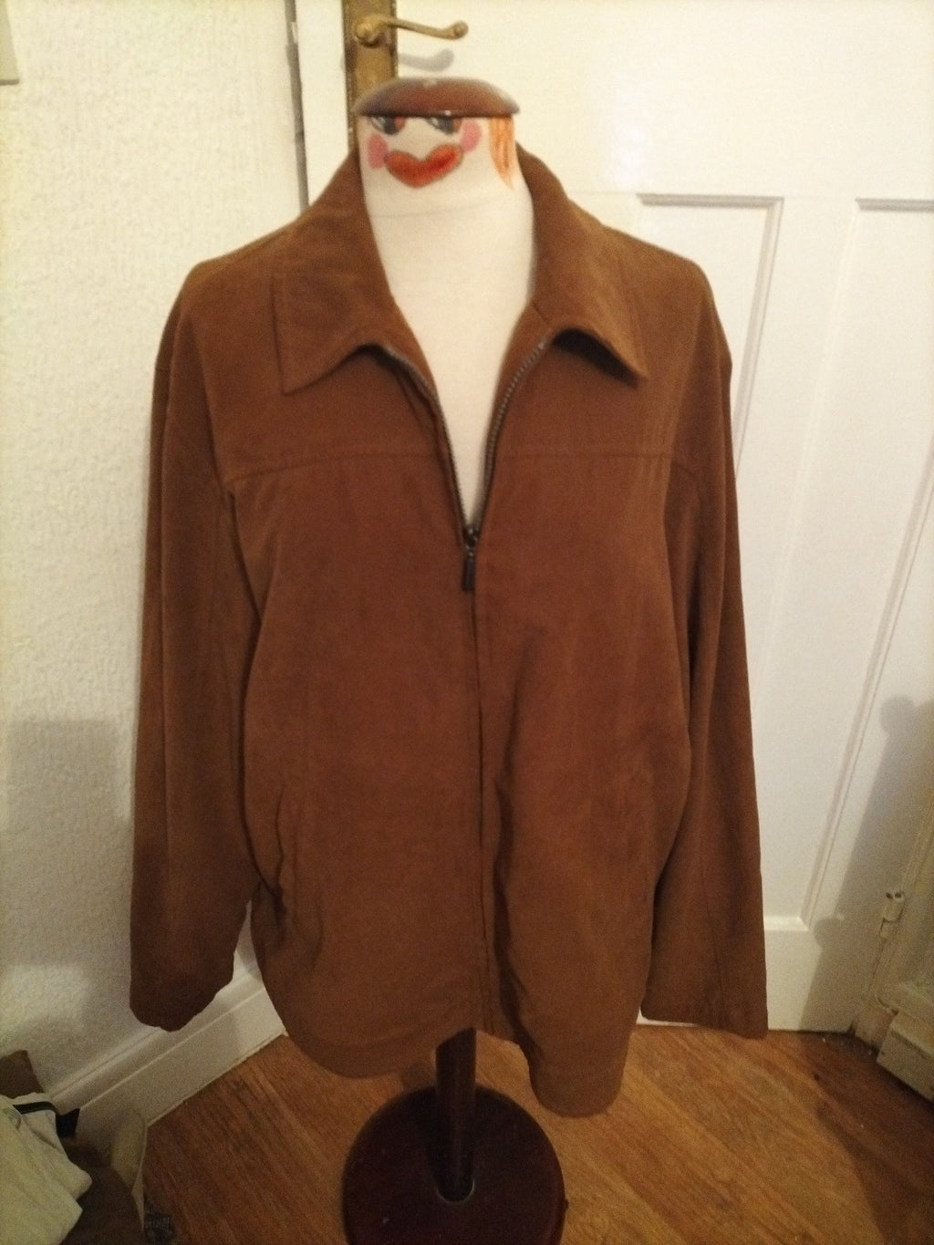 Mens Downstairs Size 46R Brown Suede Feel Lined Jacket