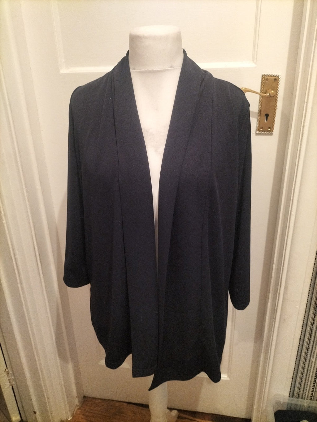 Ladies Daxon Size 14-16 Navy Collared Open Longline Blouse