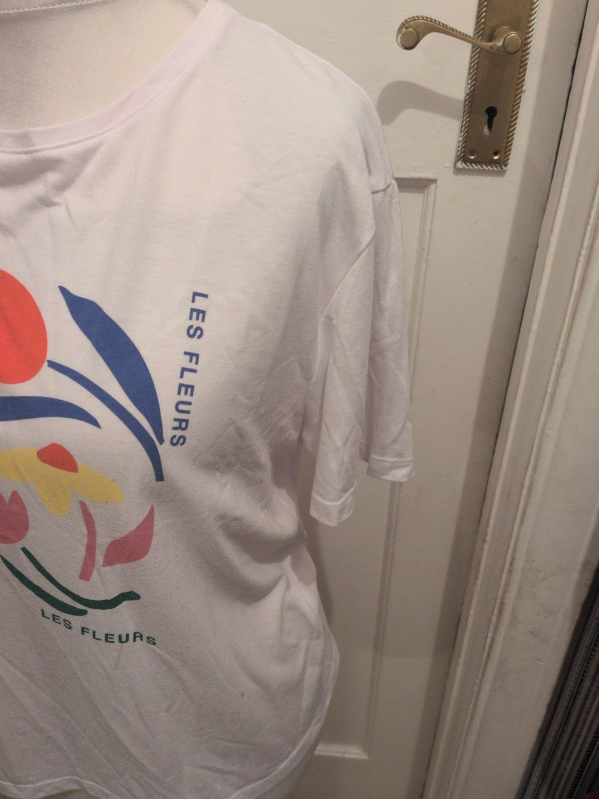 Ladies Marks And Spencer Size 16 Short Sleeve Print Relaxed T-shirt Crew Neck