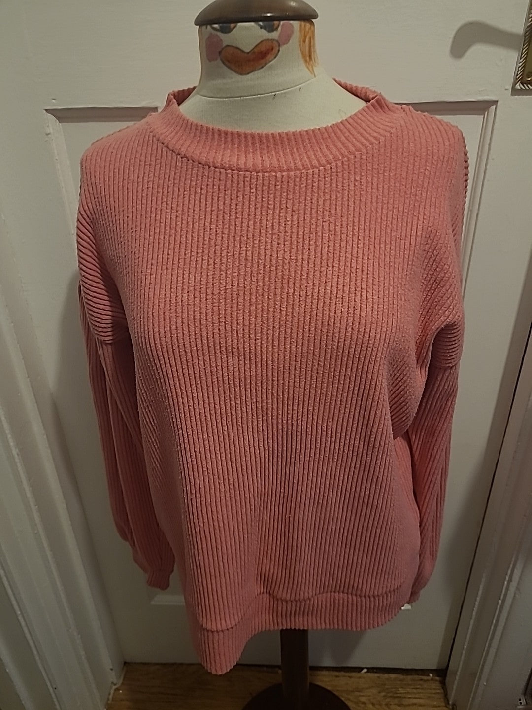 Ladies Tu Size 12 Pink Ribbed Long Sleeved Pullover Jumper