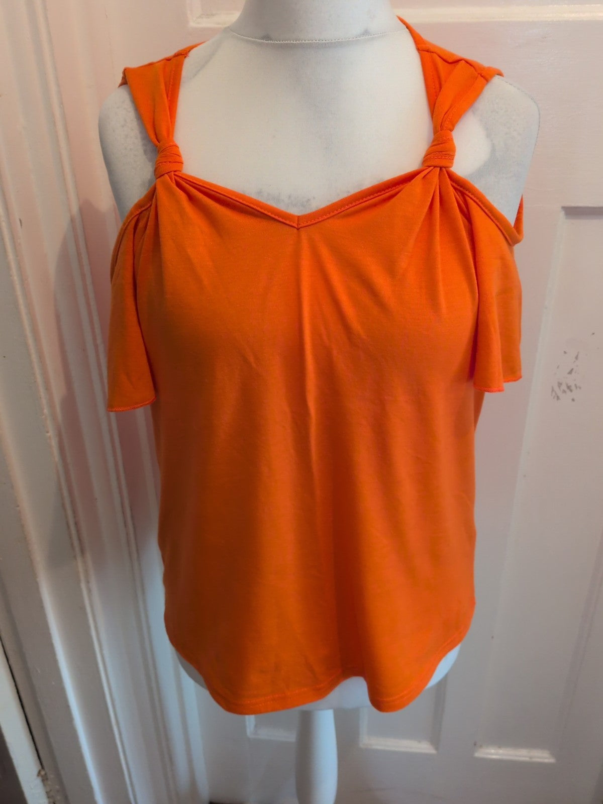 Ladies Orange Cold Shoulder Top Size Large [12-14] Free Delivery