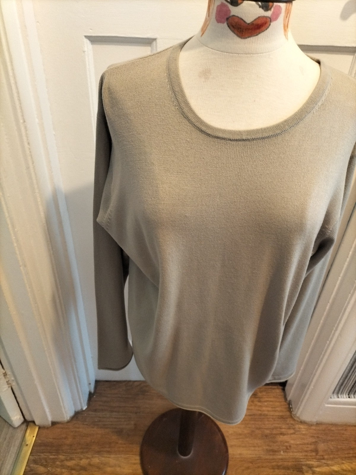 Mens Next Size Large Grey/Green Long Sleeved Jumper