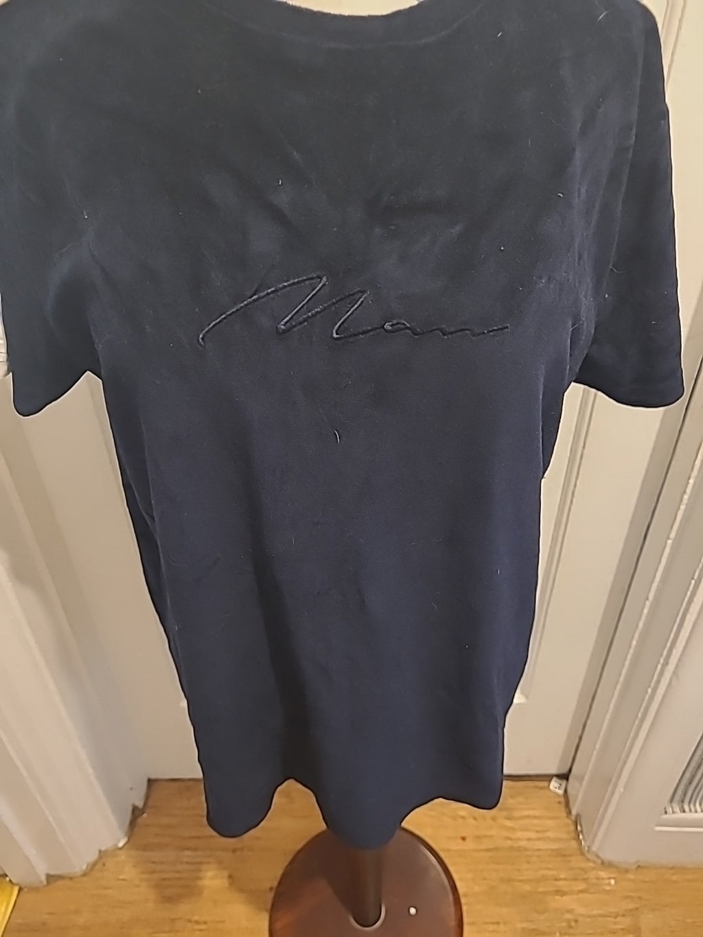 Mens Boohoo Size Large Navy And Cream Short Sleeve Top