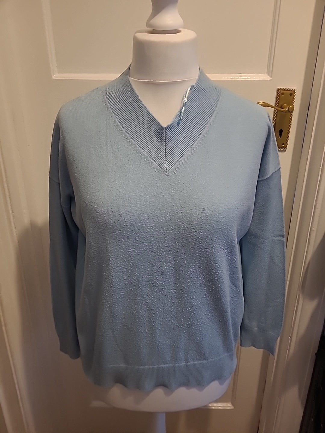 Mens Marks And Spencer Size Medium Blue V Neck Jumper