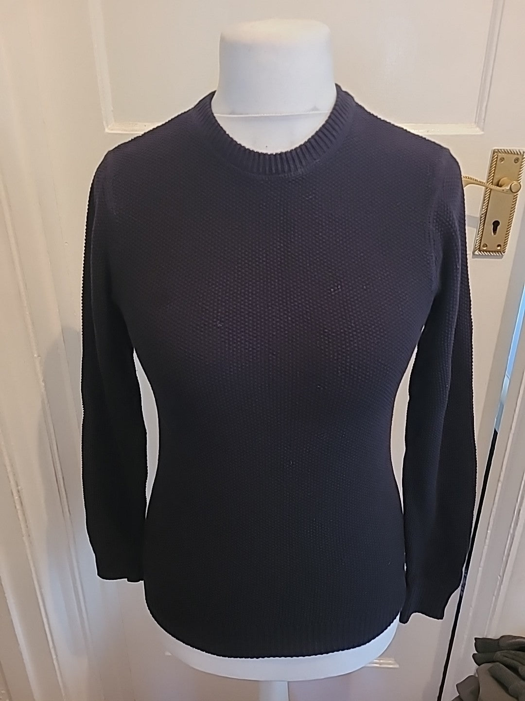 Mens Primark Size Small Black Knit Long Sleeved Jumper
