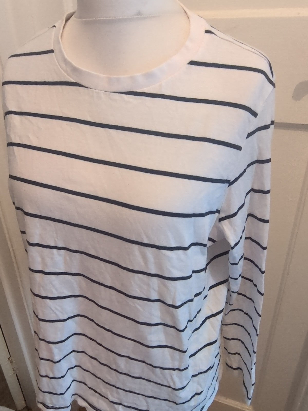 Primark XL White Stripe Long Sleeve Tshirt