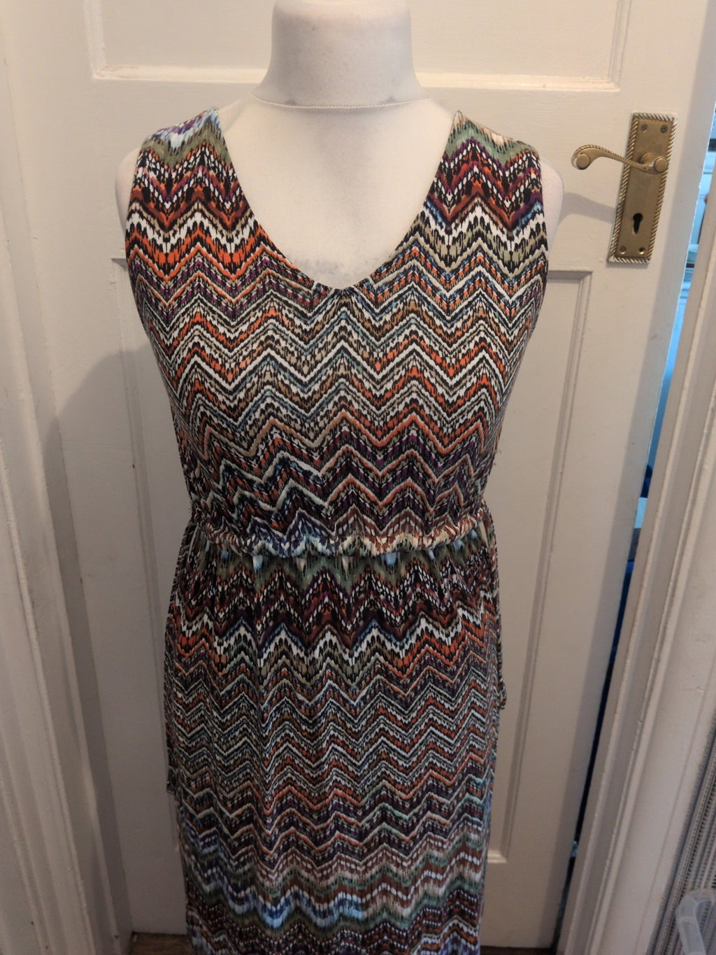 Tu 12 Multicoloured Zig Zag Sleeveless Long Length Dress