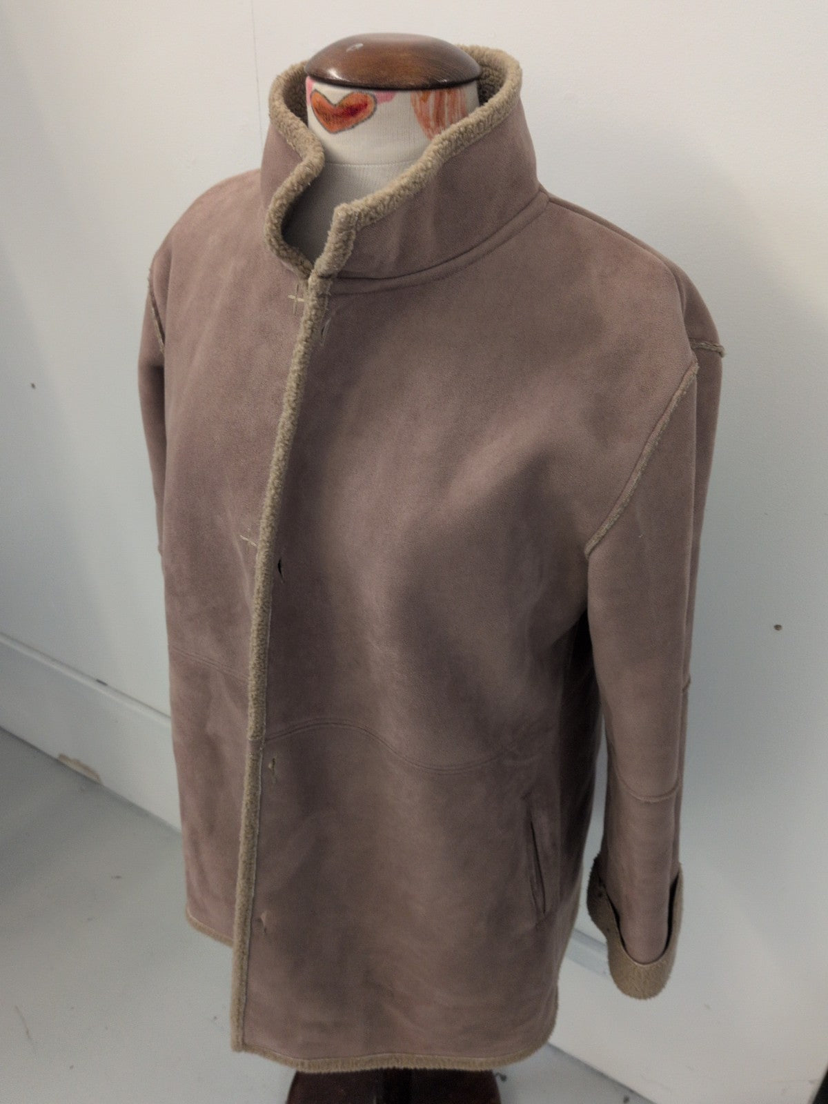 Next 14 Suede Beige Fleecy Buttoned Jacket