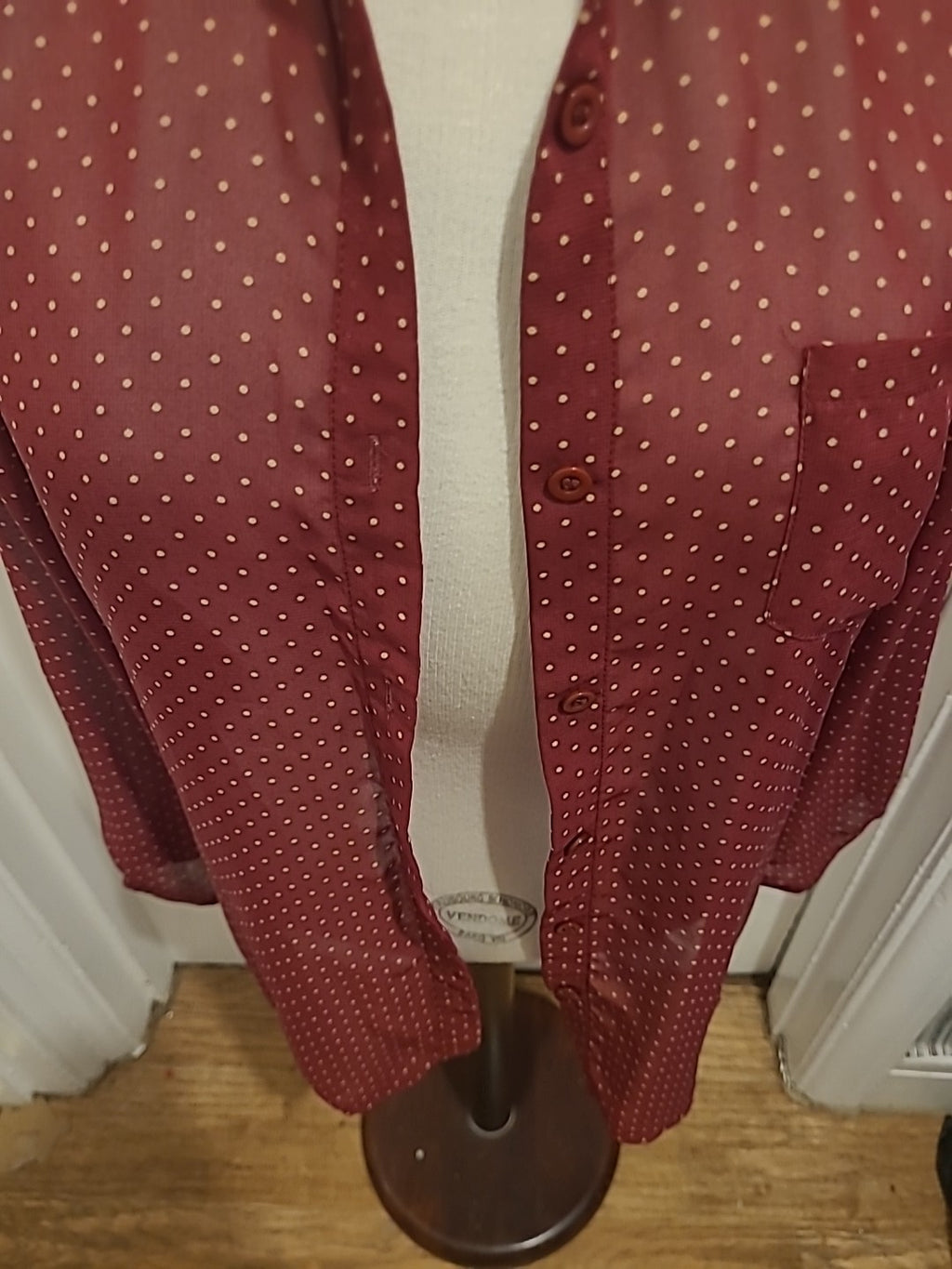 Ladies Cameo Rose Size 12 Purple White Polkadot Style Long Sleeved Blouse