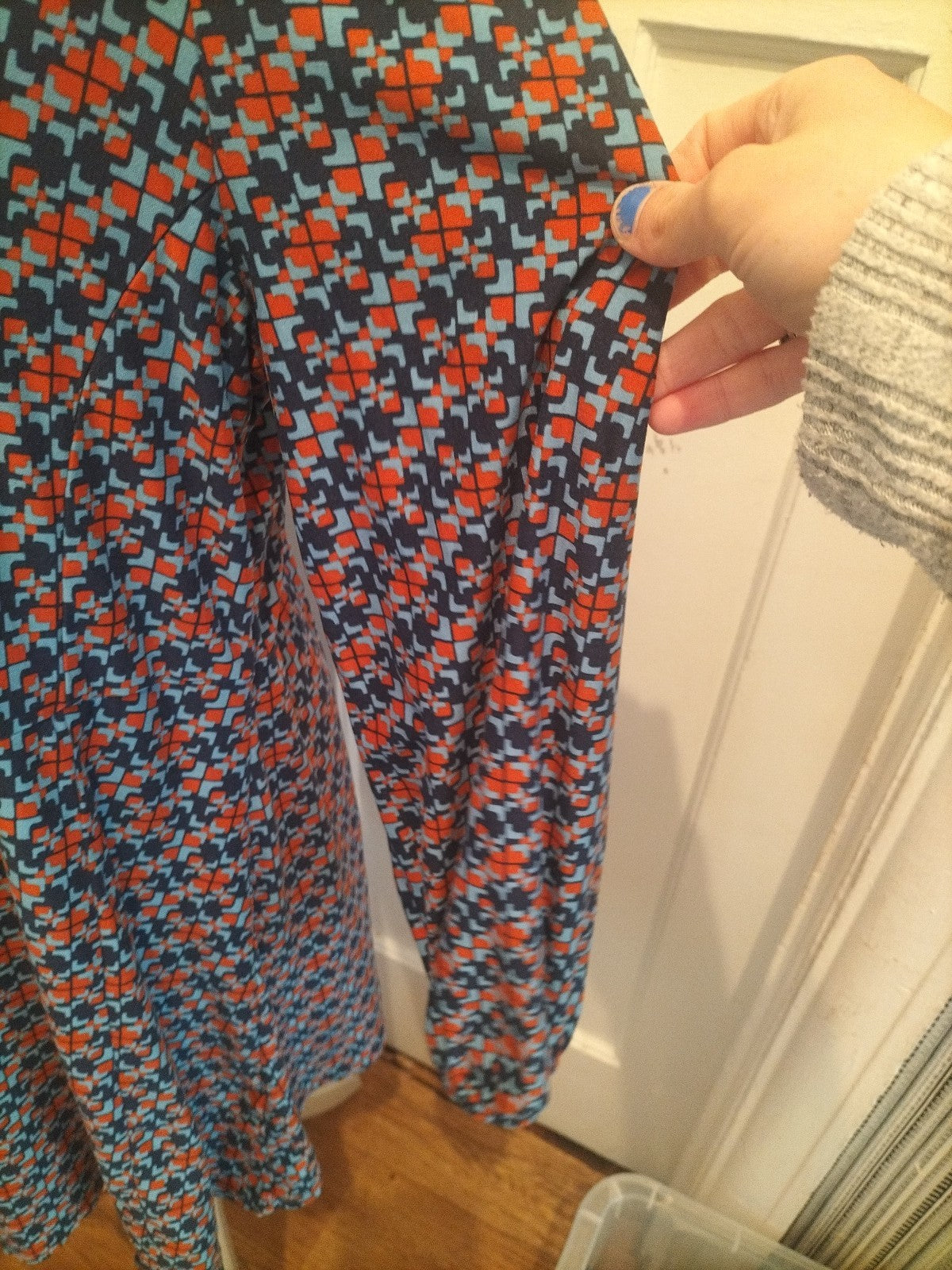 Tu 20 Orange Navy And Blue 3/4 Sleeve Blouse