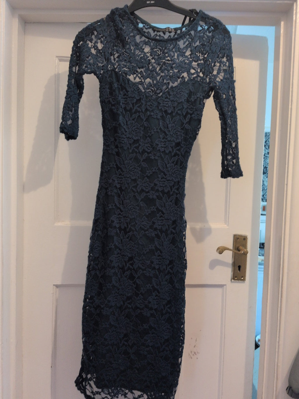 Primark 8 Teal Lacey Long Sleeve Dress