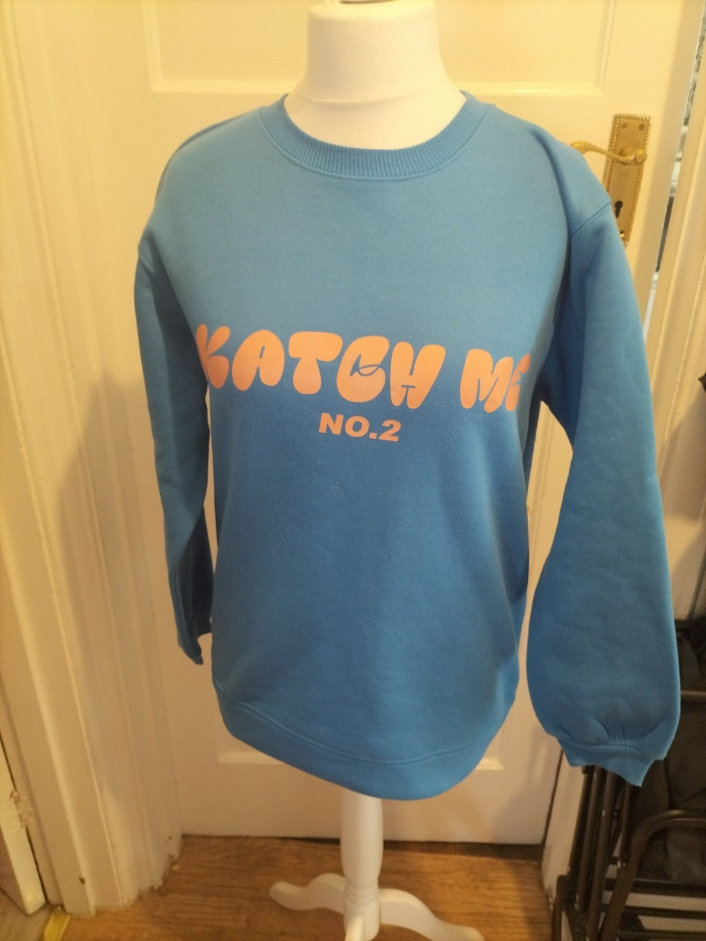Ladies Katch Me Size Xs Blue Pullover Printed Jumper