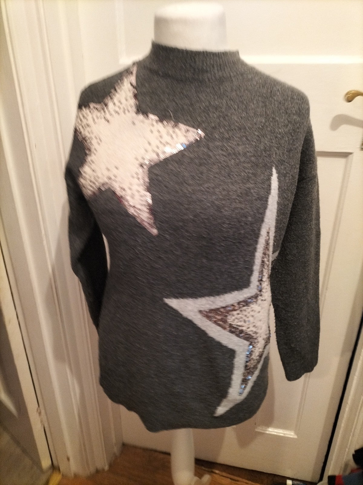 Marks And Spencer Small Grey Star Sequin Jumper