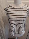 F&F 14 White With Navy Stripe Short Sleeve T-shirt