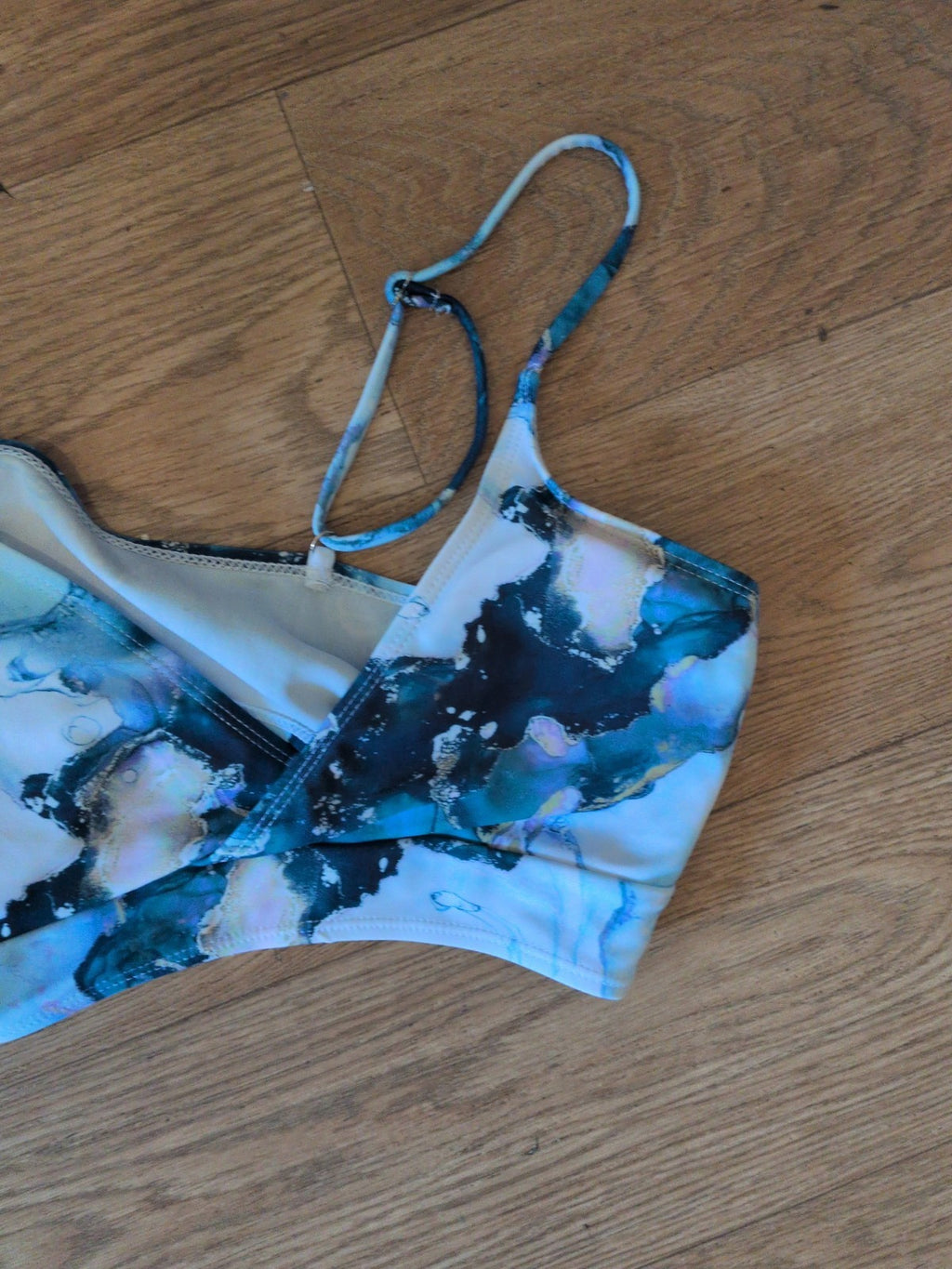 Medium Blue White Dye Style Padded Bralette
