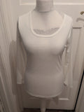 Ladies Size Large White Faint Rib Long Sleeve T-shirt