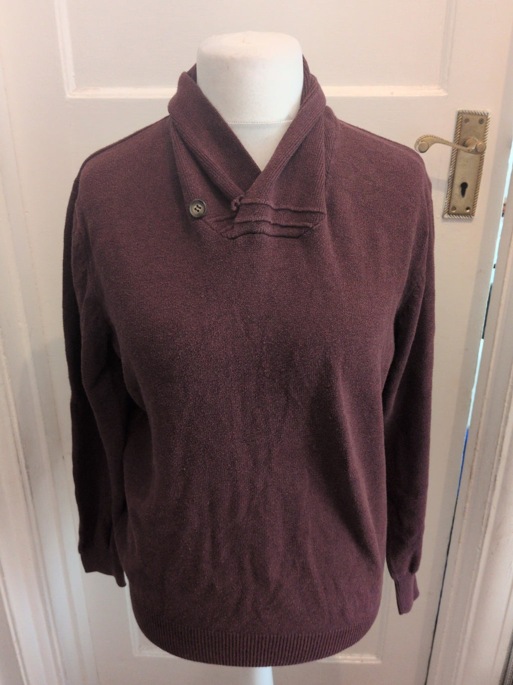 Jeff Banks Medium Purple Collared Long Sleeve 100% Cotton Jumper