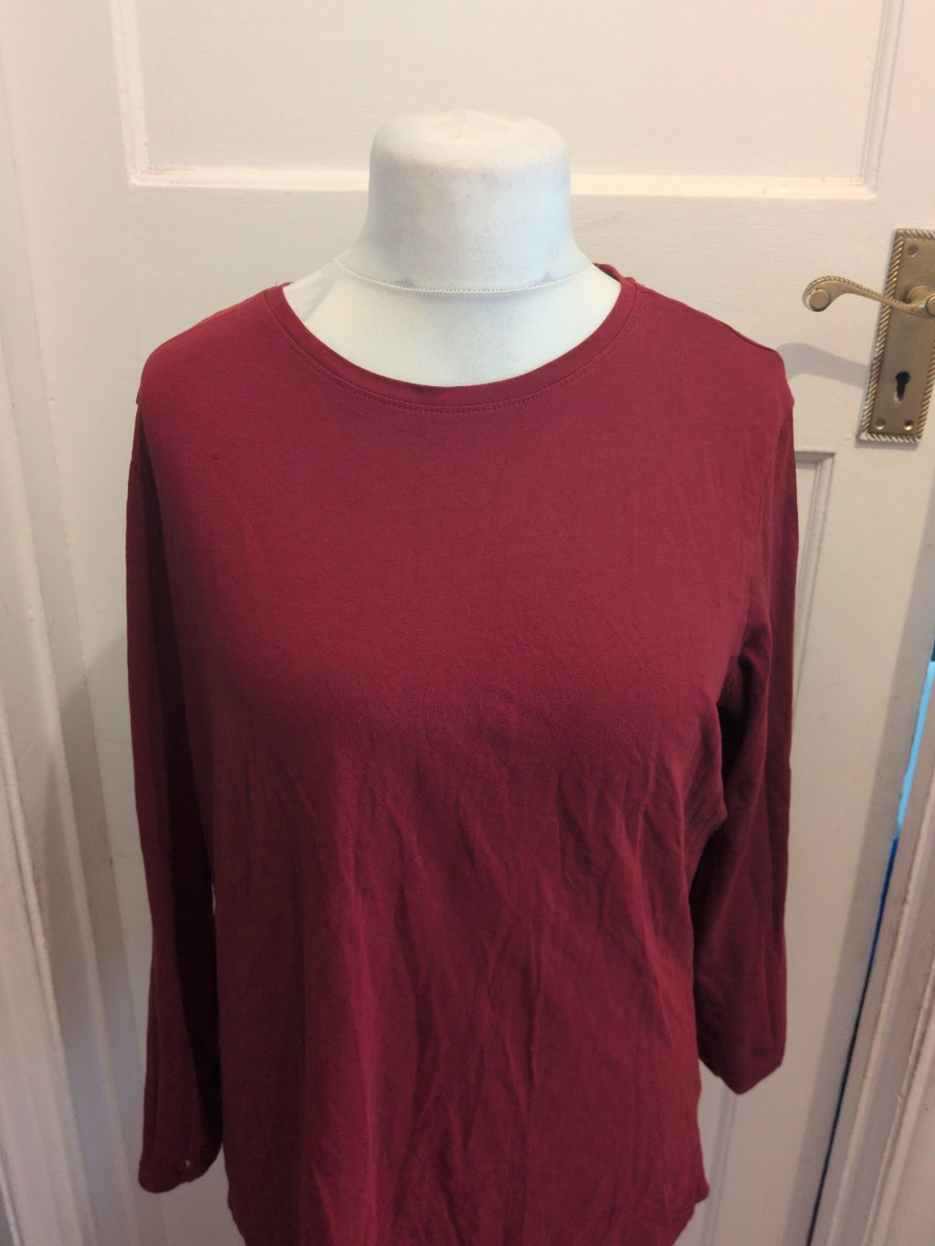 Ladies Primark Size 2XL Red Long Sleeve T-shirt Stretch Crew