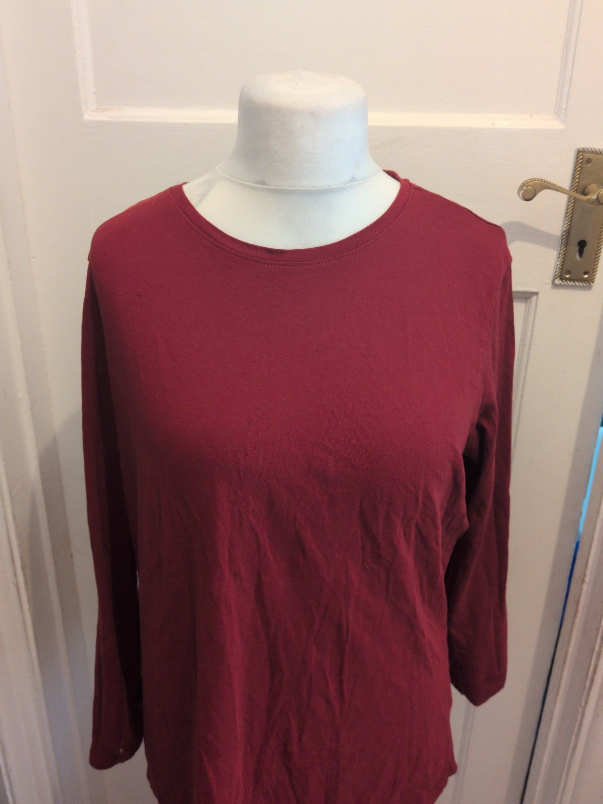 Ladies Primark Size 2XL Red Long Sleeve T-shirt Stretch Crew